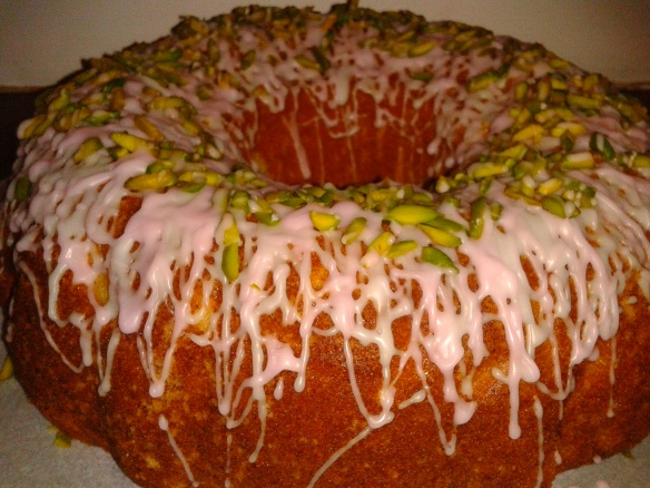 Pistachio and rosewater cake